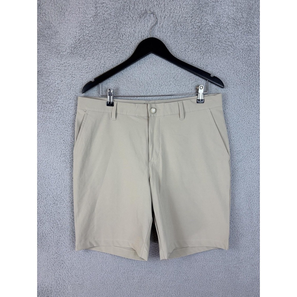 Adidas Shorts Mens 36 Beige Microfiber Performance Golf Chino KC7375 10 Inseam